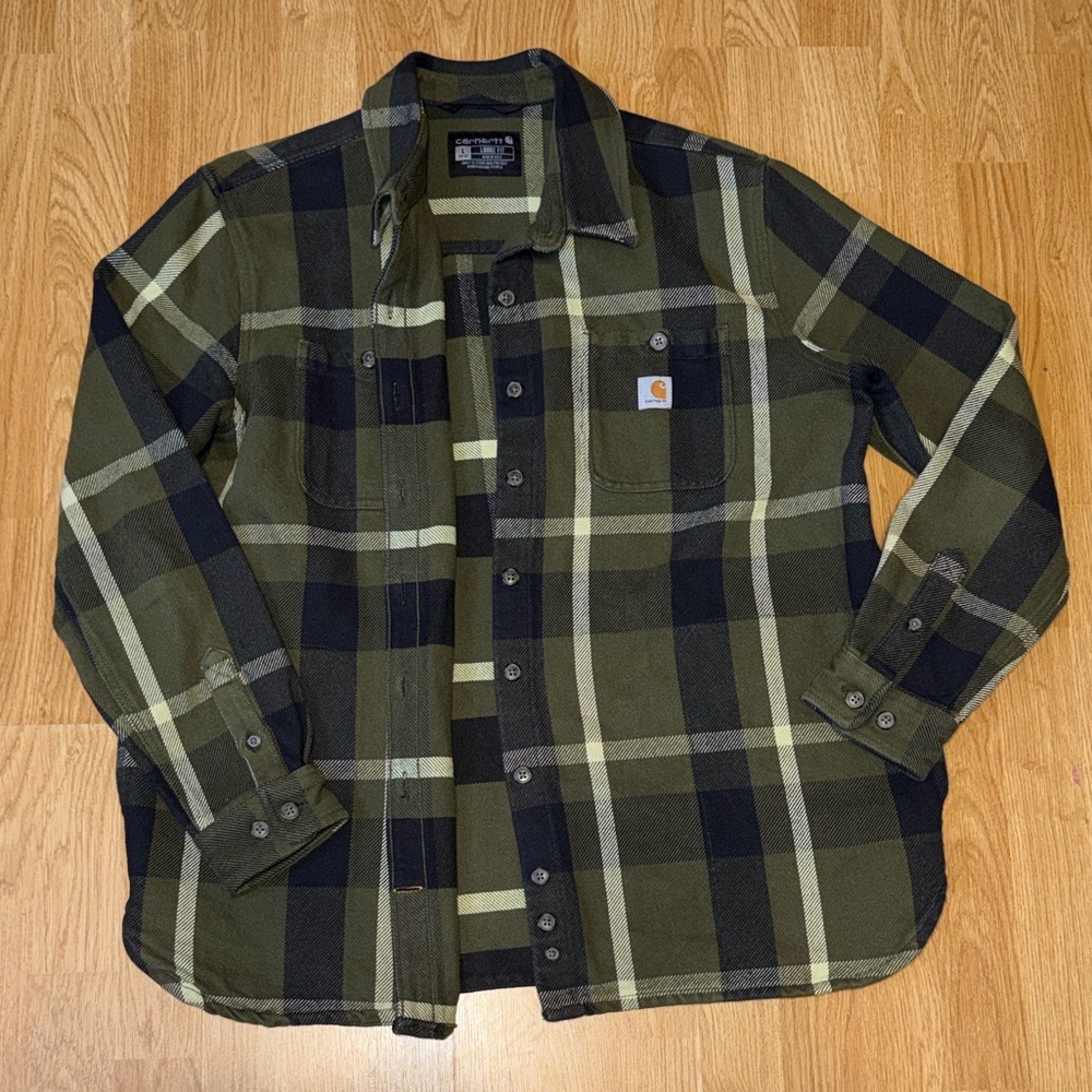 Women’s Carhartt Olive and Black Plaid Flannel